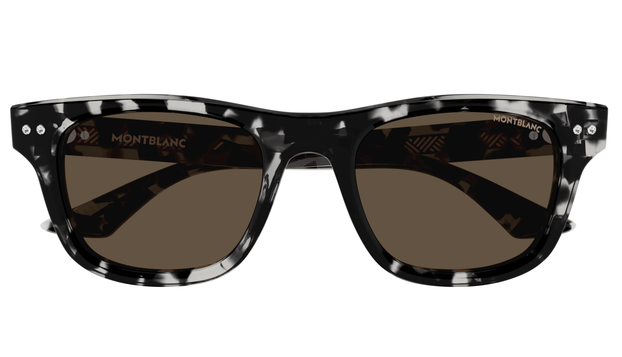 Montblanc MB0254S-008 Black & White Marble Sunglasses Bold Luxury Artistry