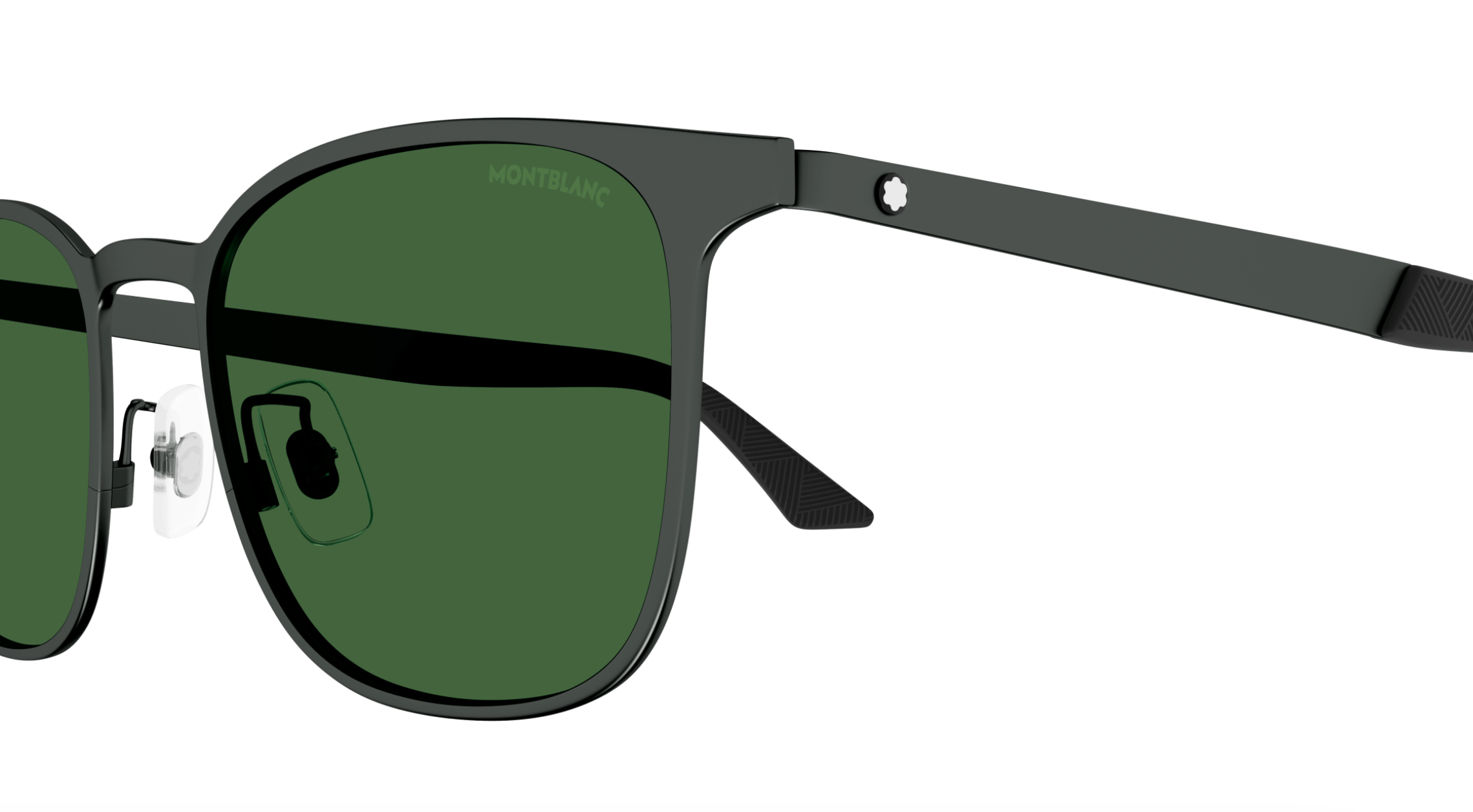 Montblanc MB0331S-002 Matte Black Modern Rectangular Sunglasses
