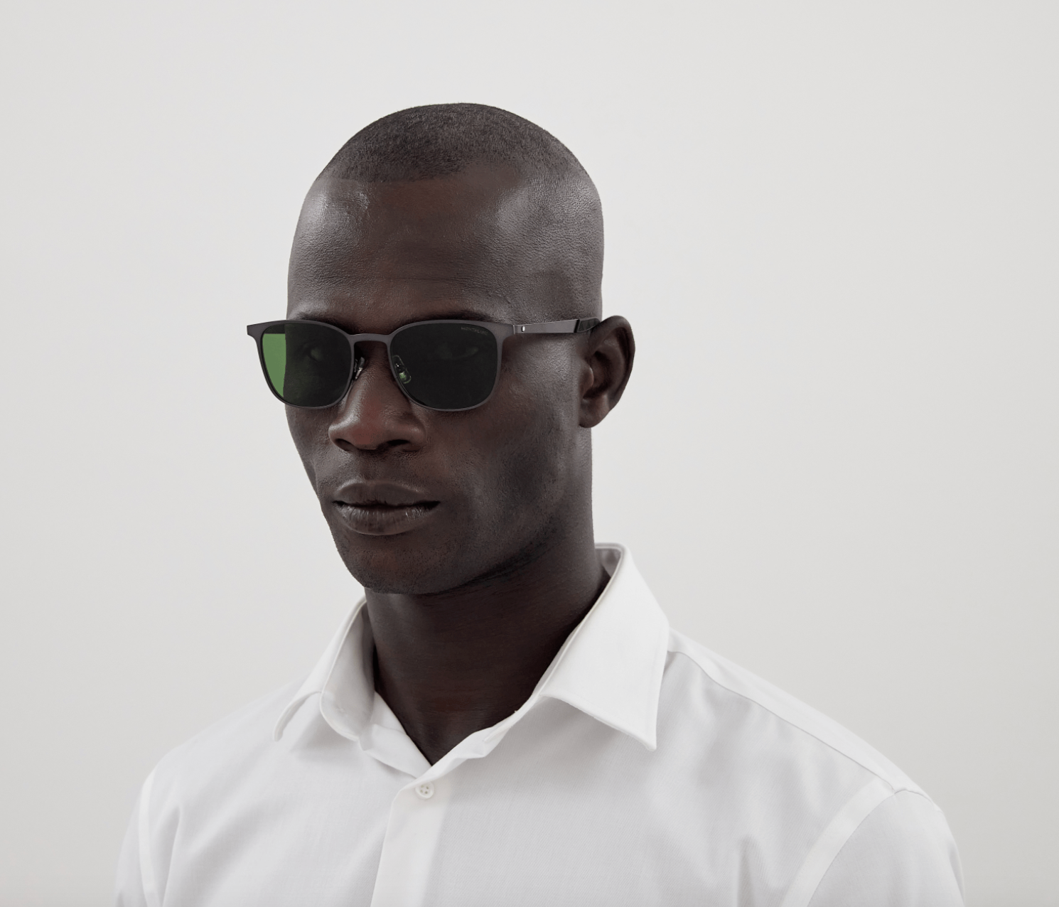 Montblanc MB0331S-002 Matte Black Modern Rectangular Sunglasses