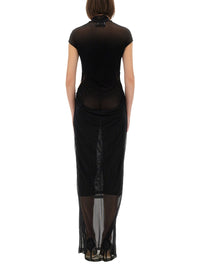 Jean Paul Gaultier Women Mesh Dress With Flocked Logo