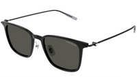 Montblanc MB0354S-001 Slim Black Sunglasses Lightweight Rectangular Style