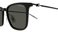 Montblanc MB0354S-001 Slim Black Sunglasses Lightweight Rectangular Style