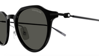 Montblanc MB0355S-001 Black Round Sunglasses Retro Metal Temple Design