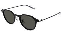 Montblanc MB0355S-001 Black Round Sunglasses Retro Metal Temple Design