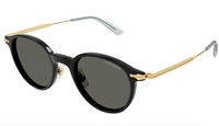 Montblanc MB0362S-001 Black & Gold Round Sunglasses Art Deco Style