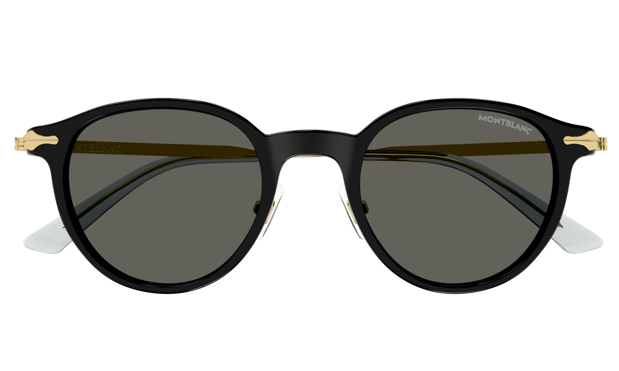 Montblanc MB0362S-001 Black & Gold Round Sunglasses Art Deco Style