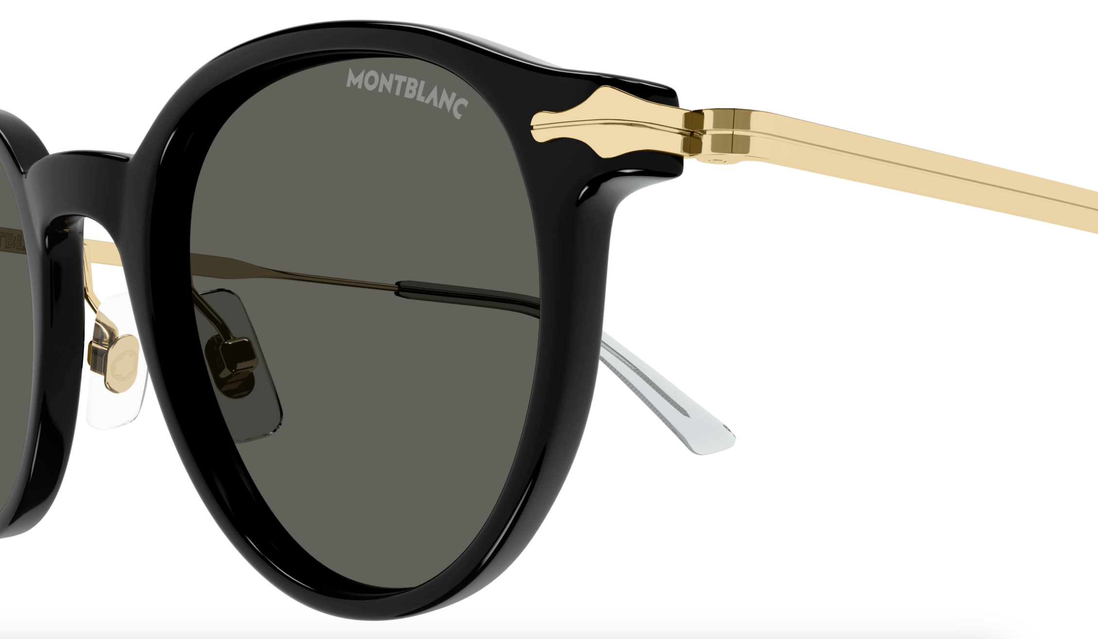 Montblanc MB0362S-001 Black & Gold Round Sunglasses Art Deco Style