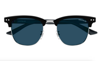 Montblanc MB0382S-002 Black & Silver squares Blue Lens Modern Look