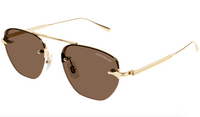 Montblanc MB0404S-002 Gold Rimless Sunglasses Brown Gradient Lenses