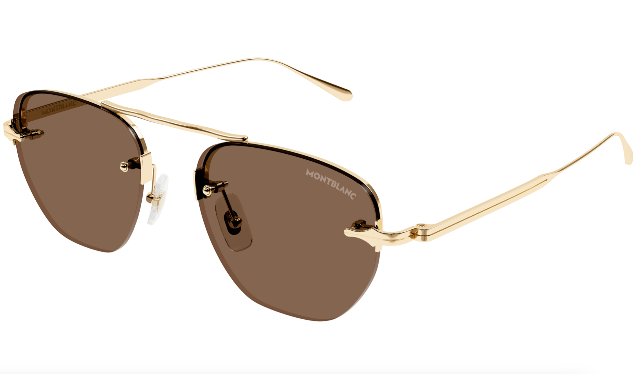 Montblanc MB0404S-002 Gold Rimless Sunglasses Brown Gradient Lenses