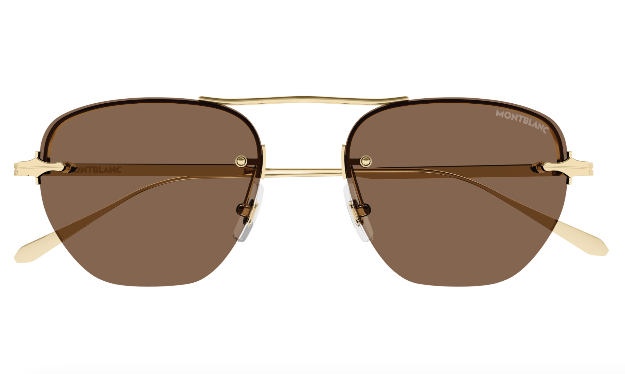 Montblanc MB0404S-002 Gold Rimless Sunglasses Brown Gradient Lenses