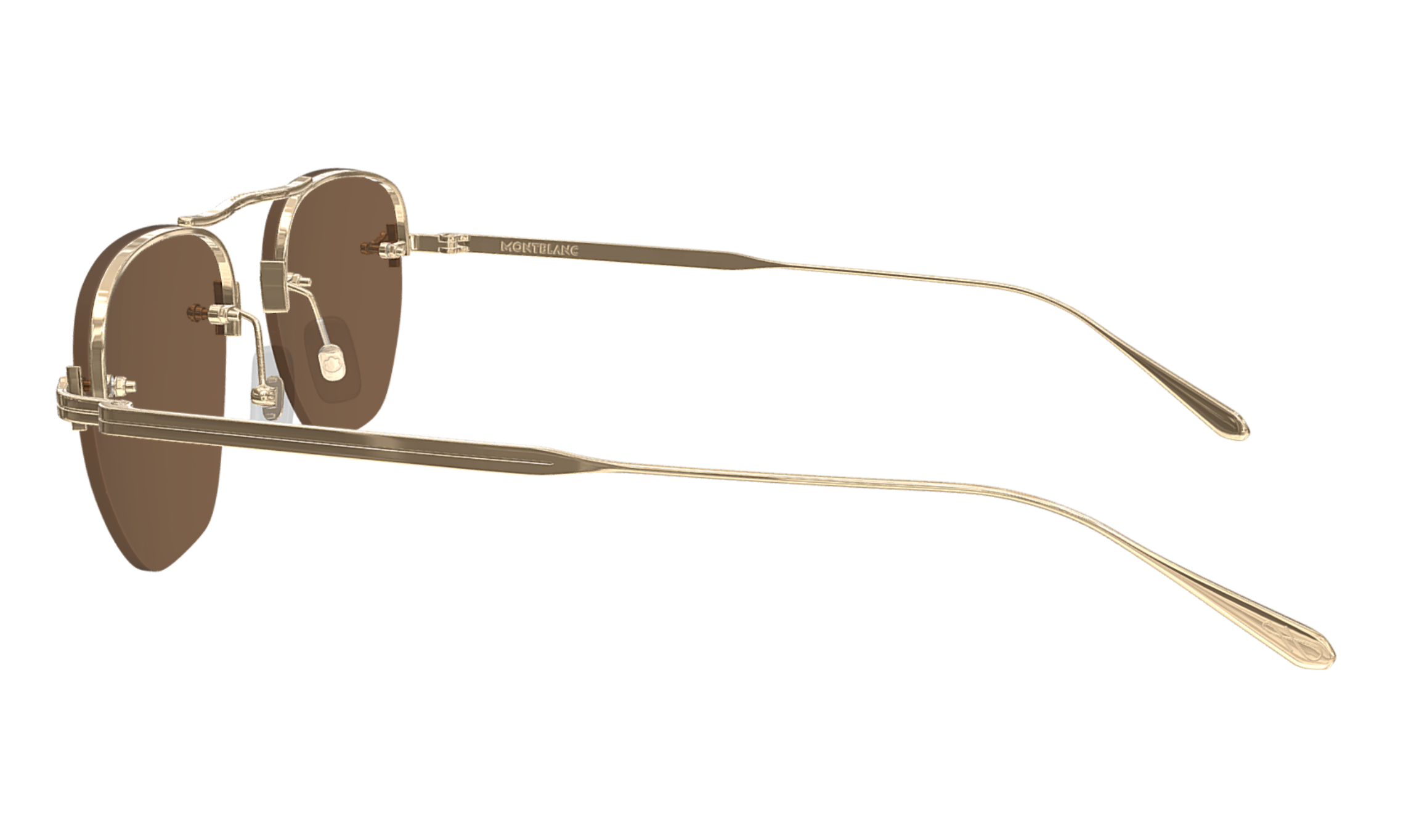 Montblanc MB0404S-002 Gold Rimless Sunglasses Brown Gradient Lenses