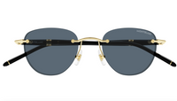 Montblanc MB0412S-001 Gold Frame Sunglasses Elegant Blue Lens Look