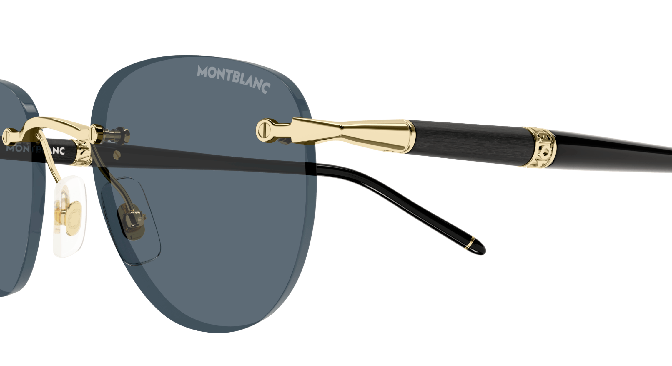 Montblanc MB0412S-001 Gold Frame Sunglasses Elegant Blue Lens Look