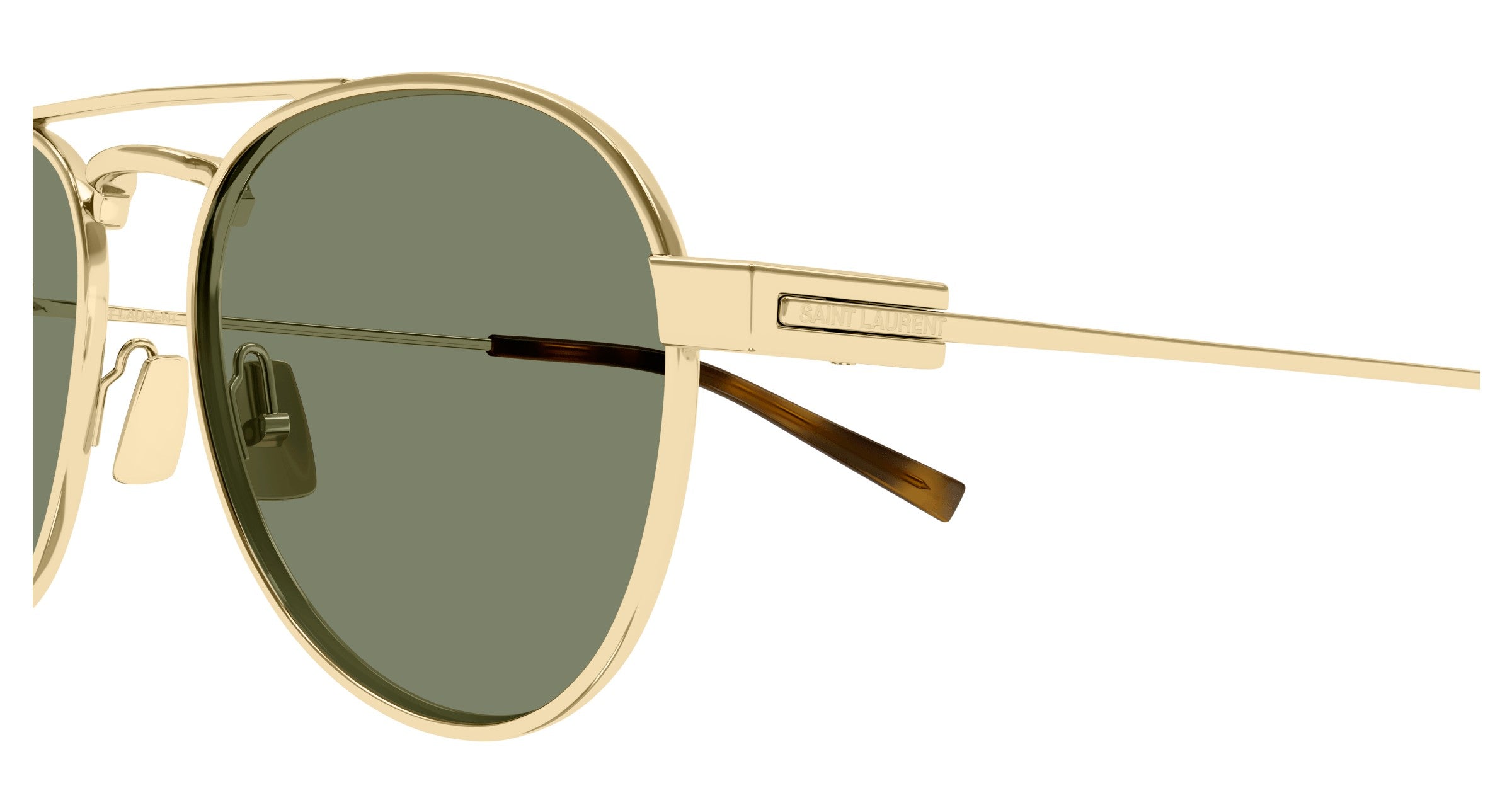 Saint Laurent SL 708 003 Mens Sunglasses Gold Metal Frame with Green Lenses