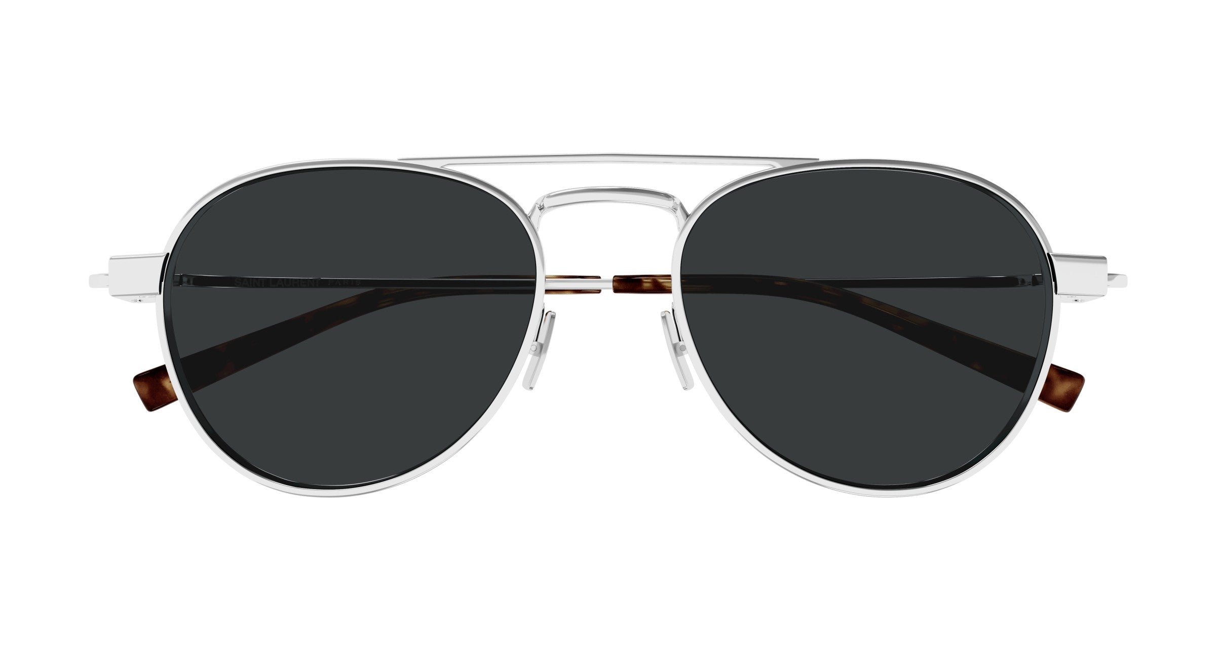 Saint Laurent SL 708 002 Mens Sunglasses Silver Metal Frame with Grey Lenses