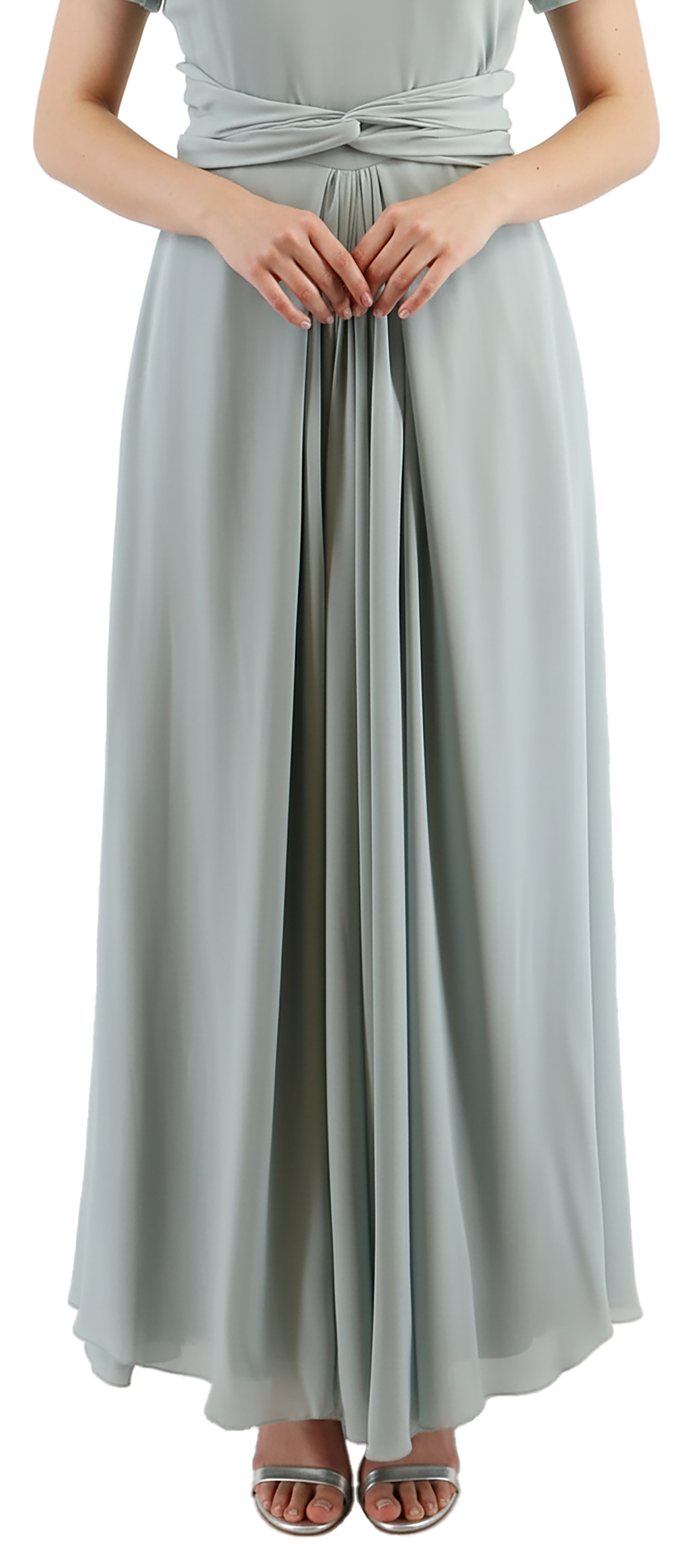 Emporio Armani Chiffon Silk Seafoam Green Short Sleeve Gown – Bluefly