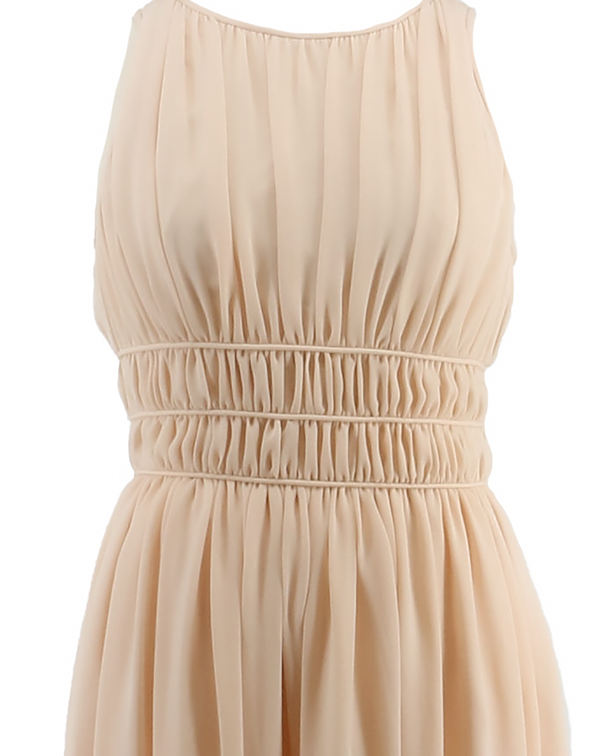 Emporio Armani Chiffon Silk Light Peach Midi Sleeveless Pleated Dress