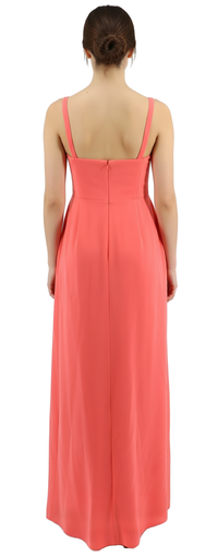 Emporio Armani Coral Pleated Bodice Floor-Length Evening Gown