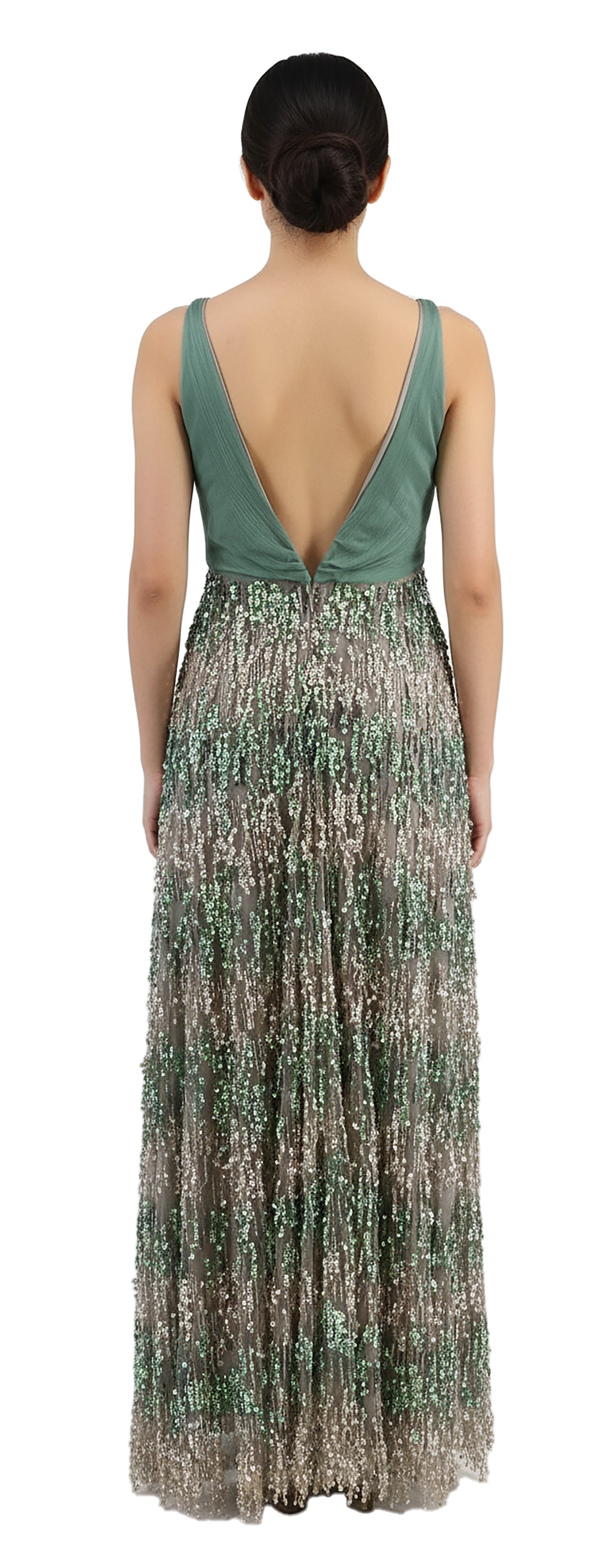 Emporio Armani Grey and Green Sequin Embellished Deep-V Silk Evening G Bluefly Emporio Armani Grey and Green Sequin Embellished Deep-V Silk Evening G Bluefly