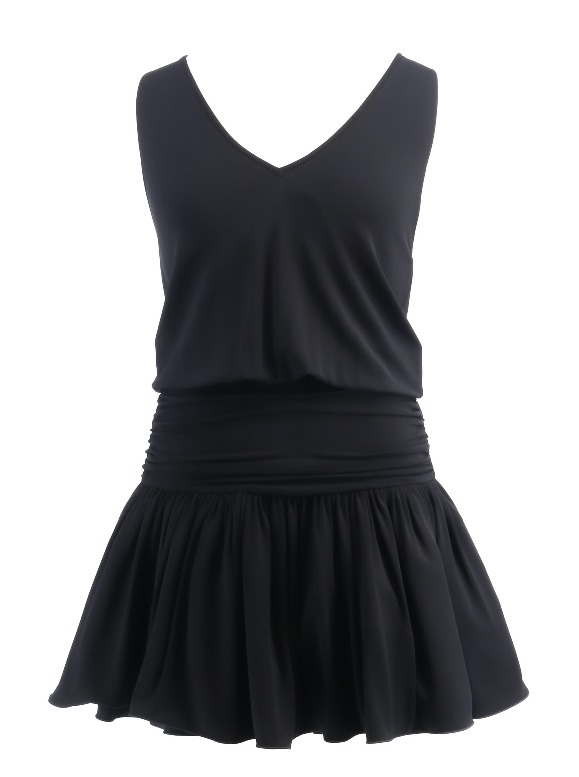 Emporio Armani Black Jersey V-Neck Drop-Waist Mini Dress-IT40