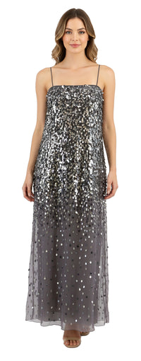 Emporio Armani Silver Sequin Embellished Strapless Evening Gown