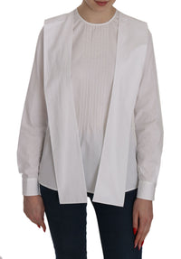 Dsquared² White Crew Neck Long Sleeve Cotton Women's Blouse