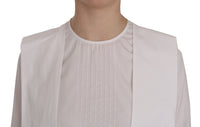 Dsquared² White Crew Neck Long Sleeve Cotton Women's Blouse