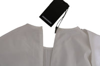 Dsquared² White Crew Neck Long Sleeve Cotton Women's Blouse