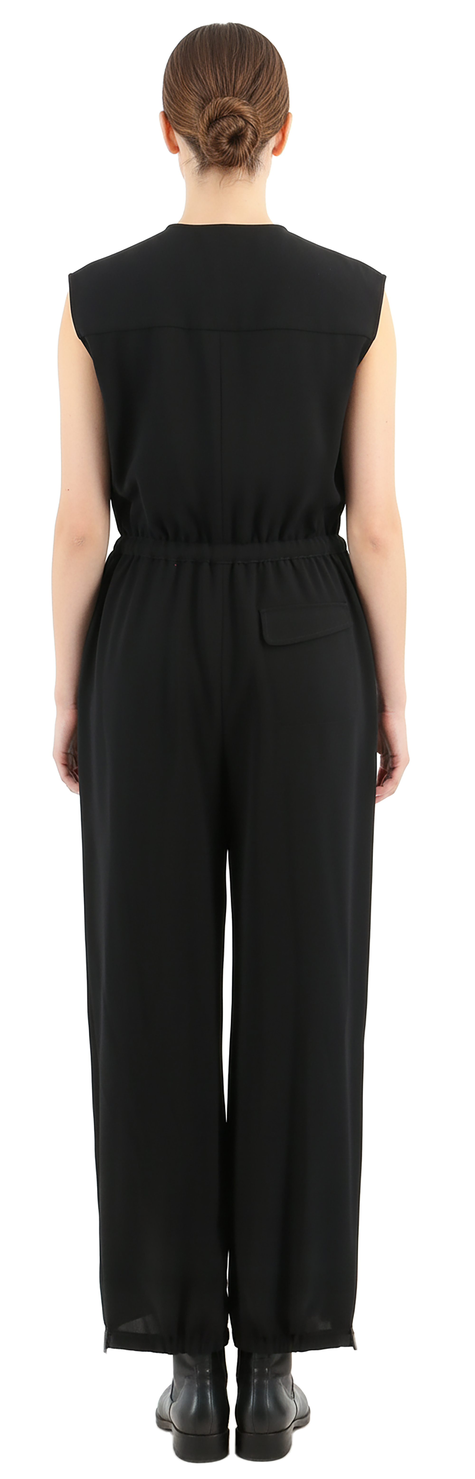 Emporio Armani Black Sleeveless Belted Jogger-Leg Jumpsuit-IT40
