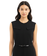 Emporio Armani Black Sleeveless Belted Jogger-Leg Jumpsuit-IT40