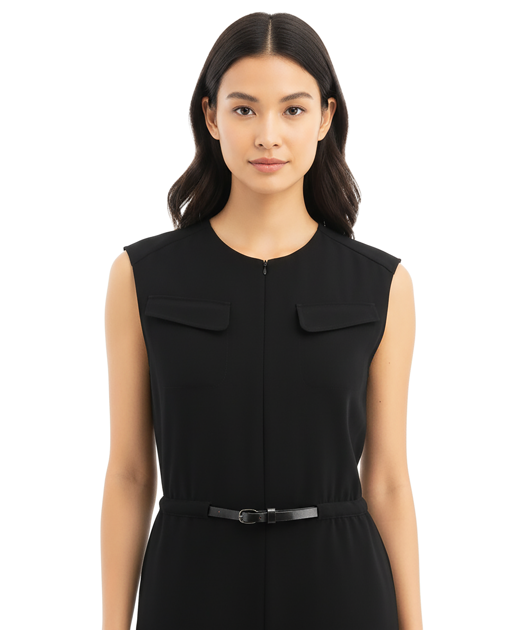 Emporio Armani Black Sleeveless Belted Jogger-Leg Jumpsuit-IT40