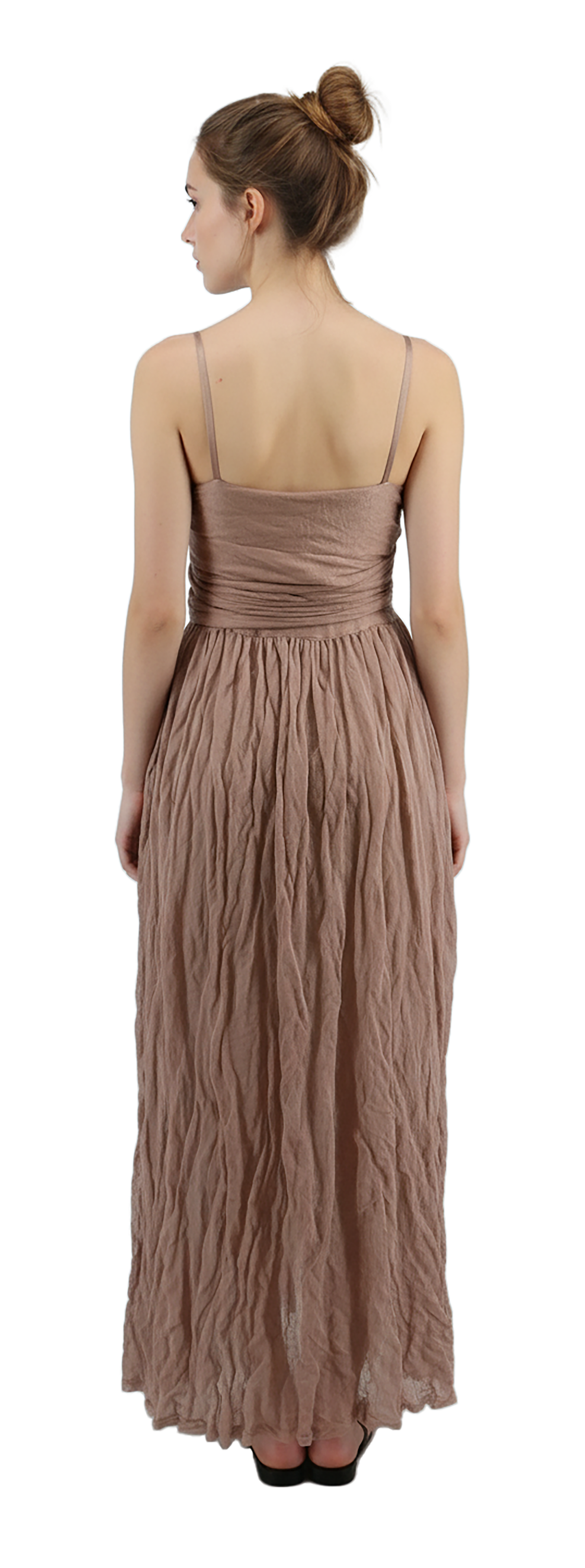 EMPORIO ARMANI Emporio Armani Two-Tone Crinkled Silk Maxi Dress in Rose and Dove Grey-IT42