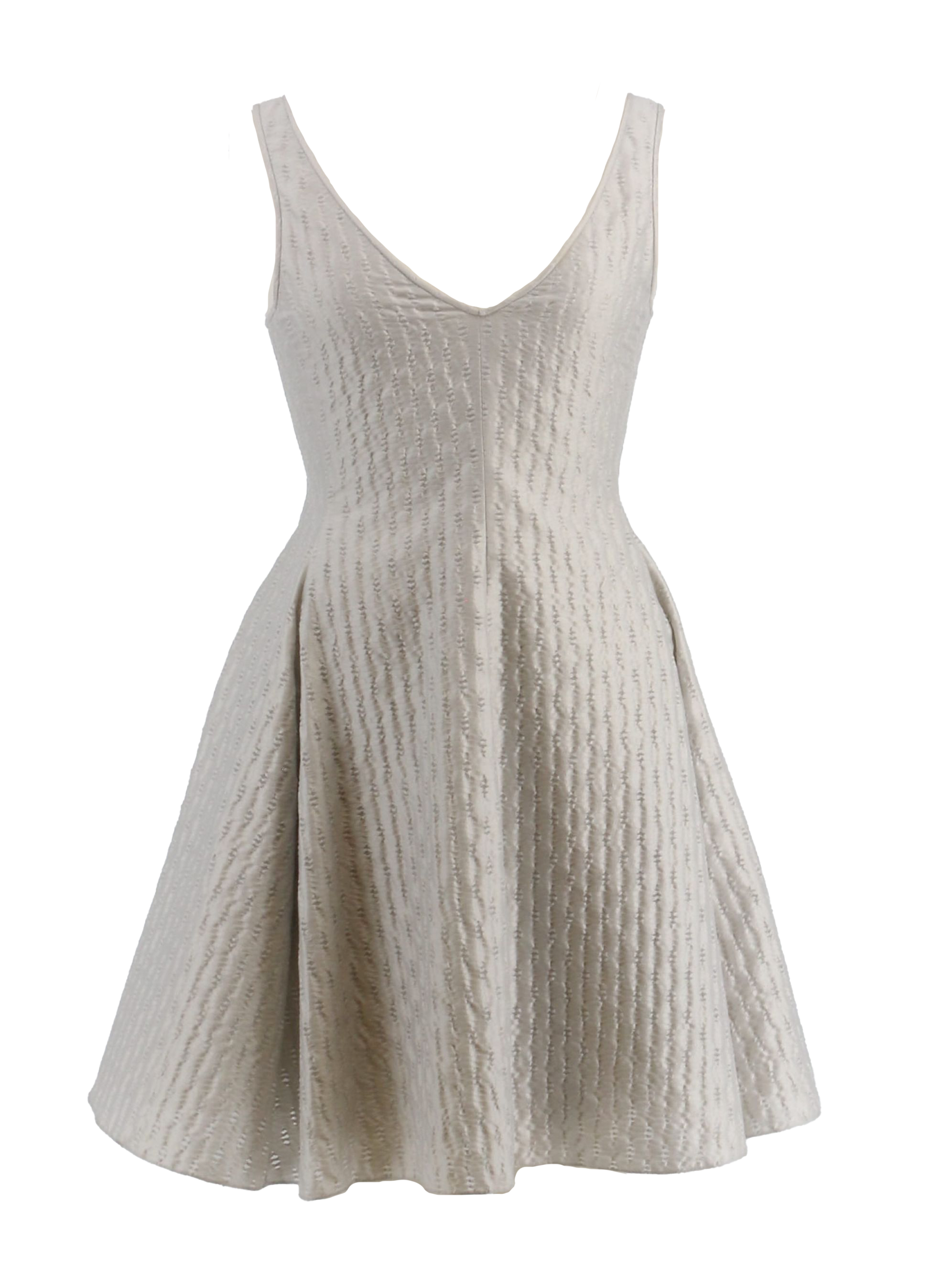 Emporio Armani Taupe Textured Jacquard Sleeveless Fit & Flare Dress-IT40