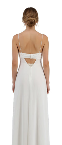 Emporio Armani White Draped Spaghetti-Strap Evening Gown-IT40