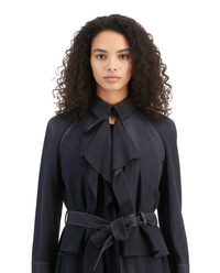 Emporio Armani Navy Blue Leather Womens Trench Coat