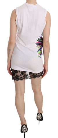 Dsquared² White Printed Crew Neck Sleeveless Bodycon Mini Women's Dress