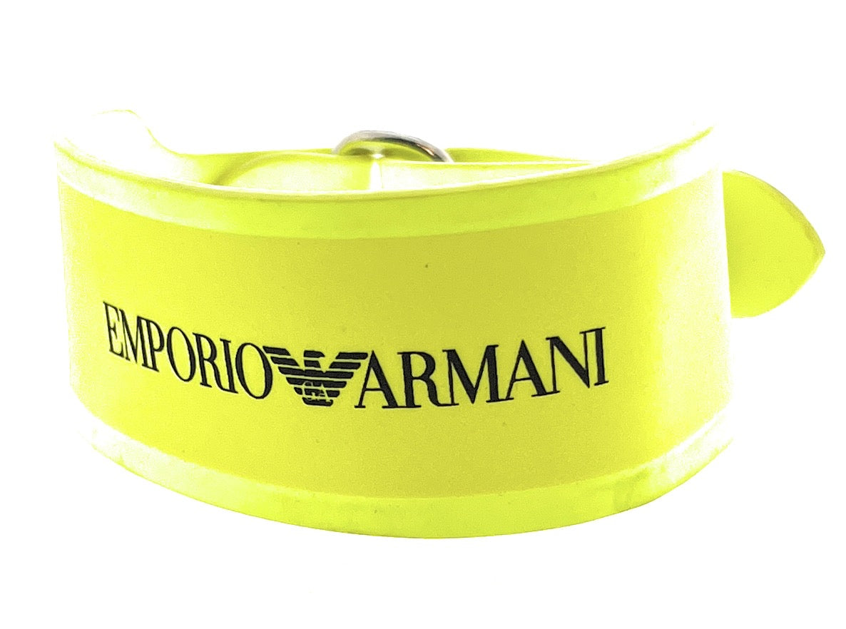 Emporio Armani Neon Yellow Rubber Fashion Ankle Strap