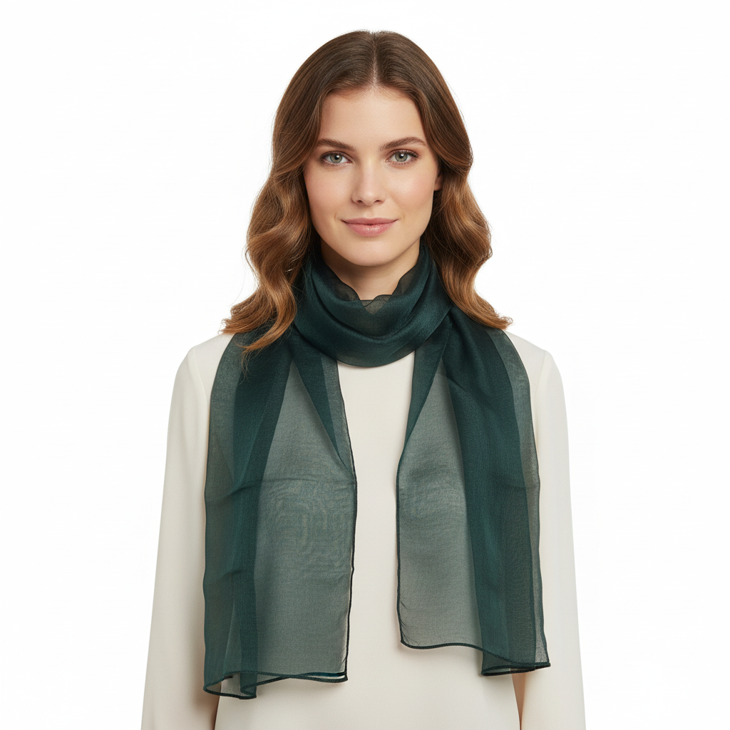 Dolce & Gabbana Forrest Green Solid Womens Silk Scarf