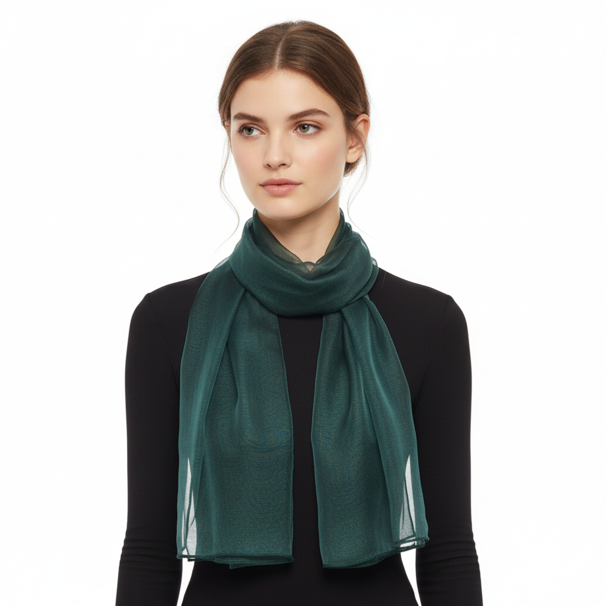 Dolce & Gabbana Forrest Green Solid Womens Silk Scarf