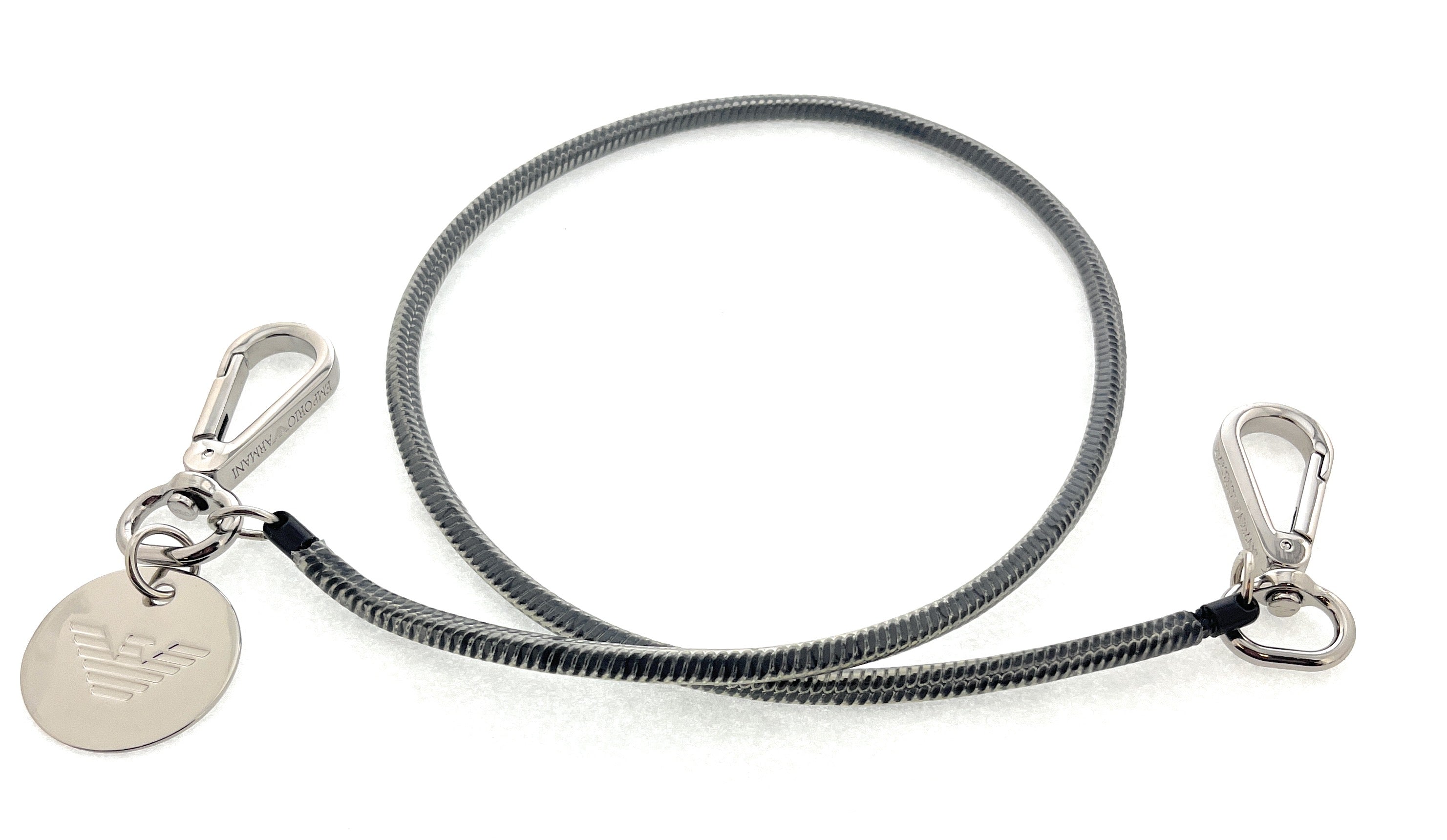 Emporio Armani Grey Rubber Cord Chain with Carabiner Clips
