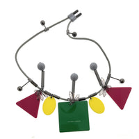 Emporio Armani Multicolor Resin Multicolor Geometric Statement Necklace with Charms