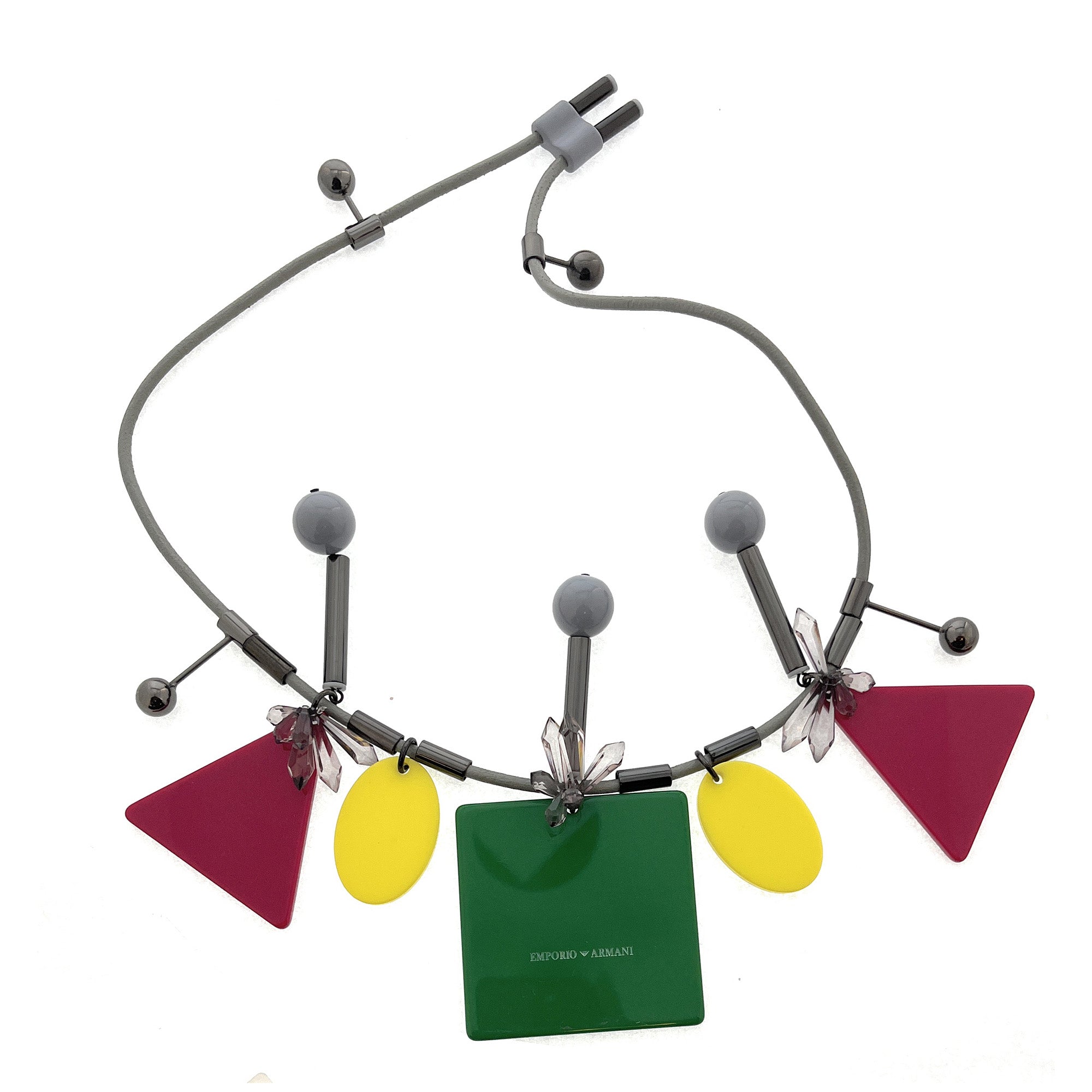 Emporio Armani Multicolor Resin Multicolor Geometric Statement Necklace with Charms