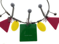 Emporio Armani Multicolor Resin Multicolor Geometric Statement Necklace with Charms