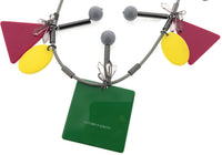 Emporio Armani Multicolor Resin Multicolor Geometric Statement Necklace with Charms