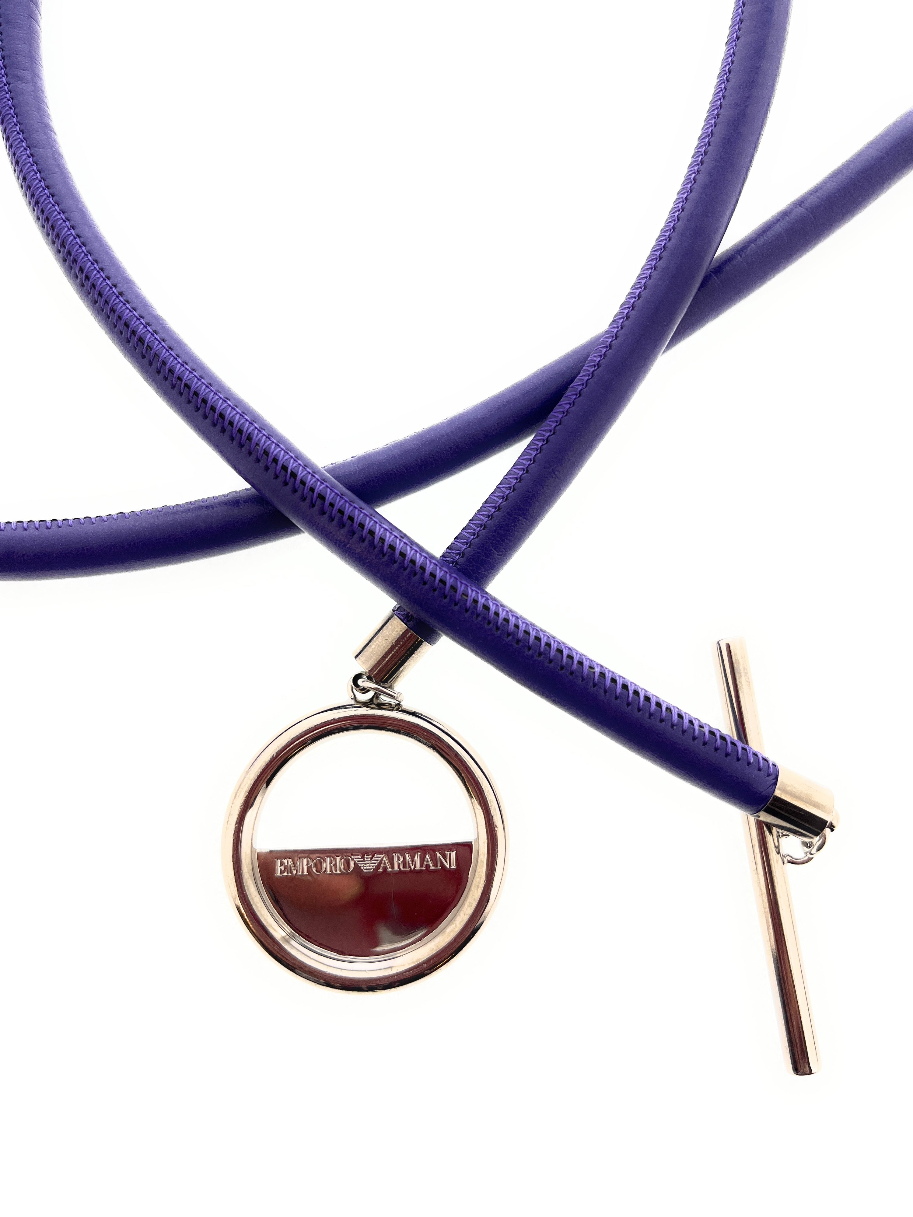 Emporio Armani Red Blue Tricolor Cord Necklace with Clasp