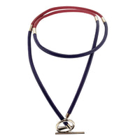 Emporio Armani Red Blue Tricolor Cord Necklace with Clasp