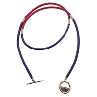 Emporio Armani Red Blue Tricolor Cord Necklace with Clasp