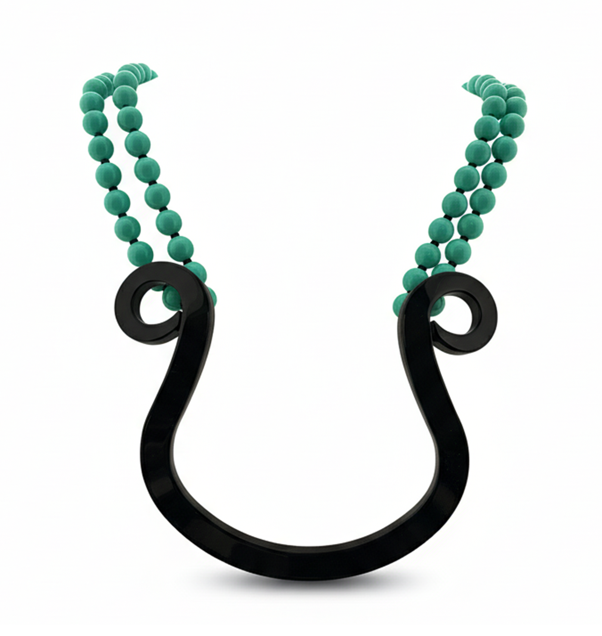 Emporio Armani Abrtract Green Statement Necklace with Beads Detail Necklace