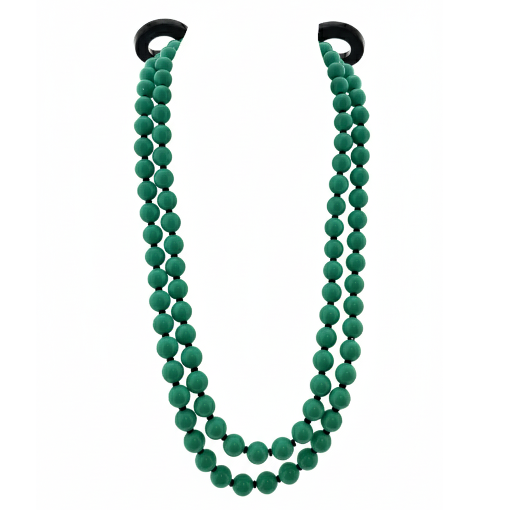 Emporio Armani Abrtract Green Statement Necklace with Beads Detail Necklace